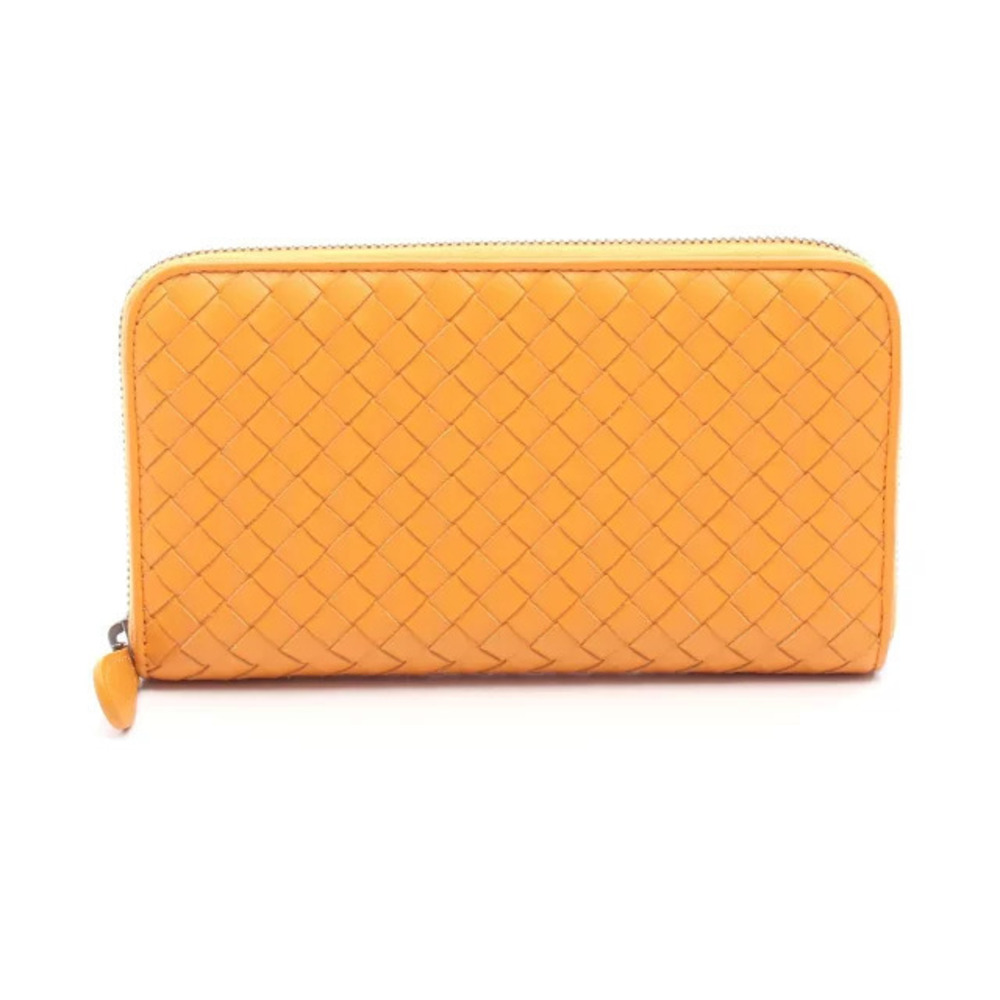 Bottega Veneta Intrecciato Round Long Wallet Leather Orange